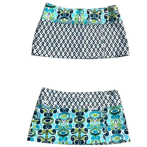 Sweet Spot Reversible Wrap Skort with Adjustable Waist black, aqua, green, white - Picture 1 of 5